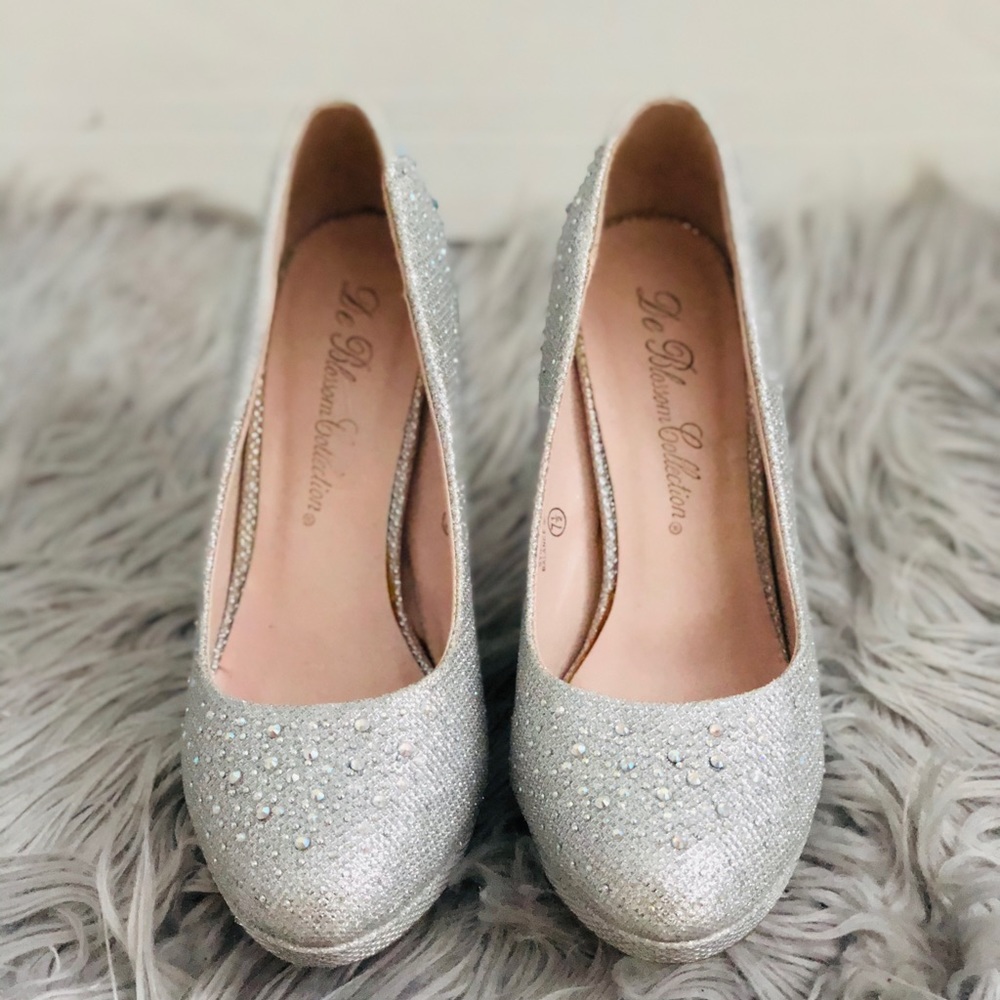 Silver Jeweled Sparkly Heels - De Blossom Collection